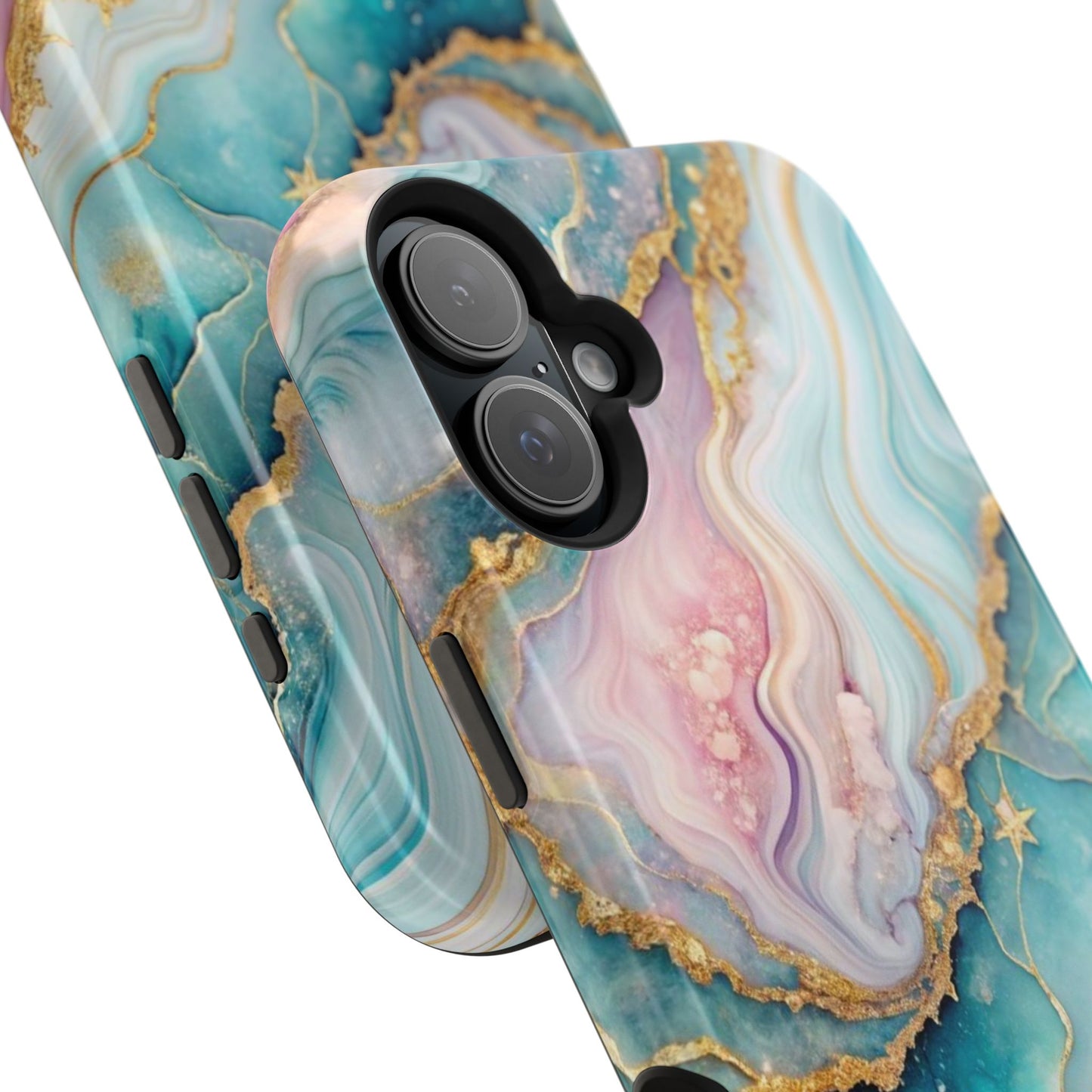 Marbled Aqua & Rose Gold Magnetic Impact Phone Case