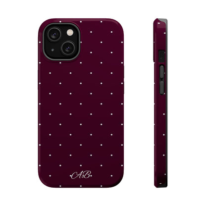 Magnetic Impact-Resistant Phone Case — Burgundy Microdot Protective Cover