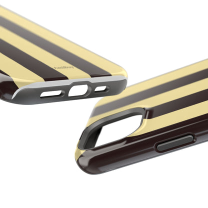 Striped Magnetic Impact-Resistant Phone Case — Brown & Cream Vertical Stripes