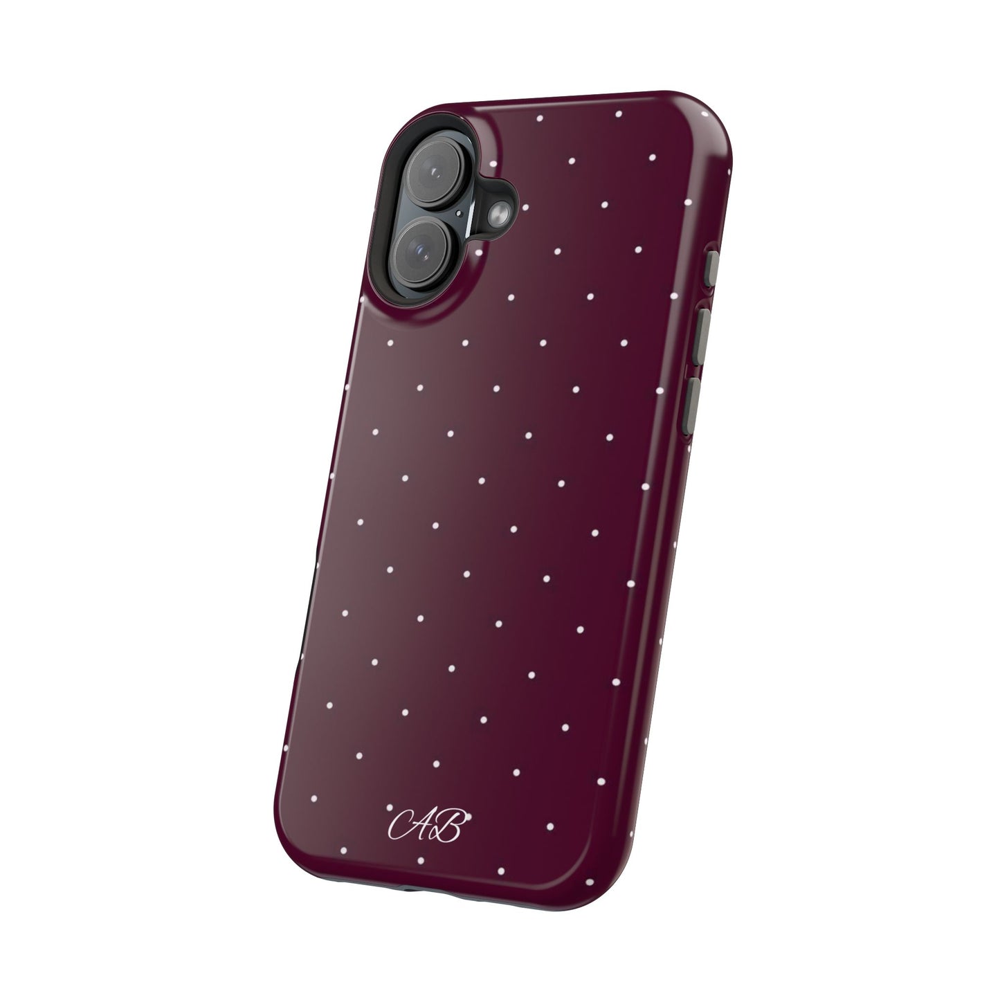 Magnetic Impact-Resistant Phone Case — Burgundy Microdot Protective Cover