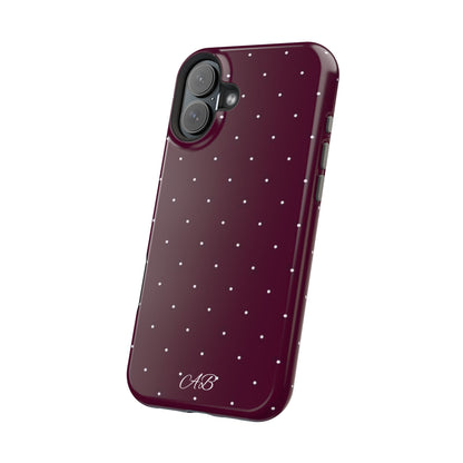 Magnetic Impact-Resistant Phone Case — Burgundy Microdot Protective Cover