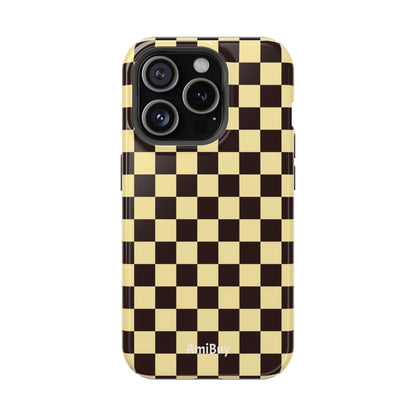 Checkerboard Magnetic Impact Case — Retro Black & Cream Phone Cover