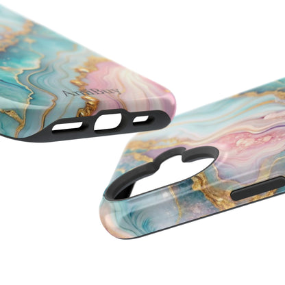 Marbled Aqua & Rose Gold Magnetic Impact Phone Case