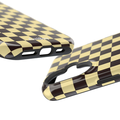 Checkerboard Magnetic Impact Case — Retro Black & Cream Phone Cover