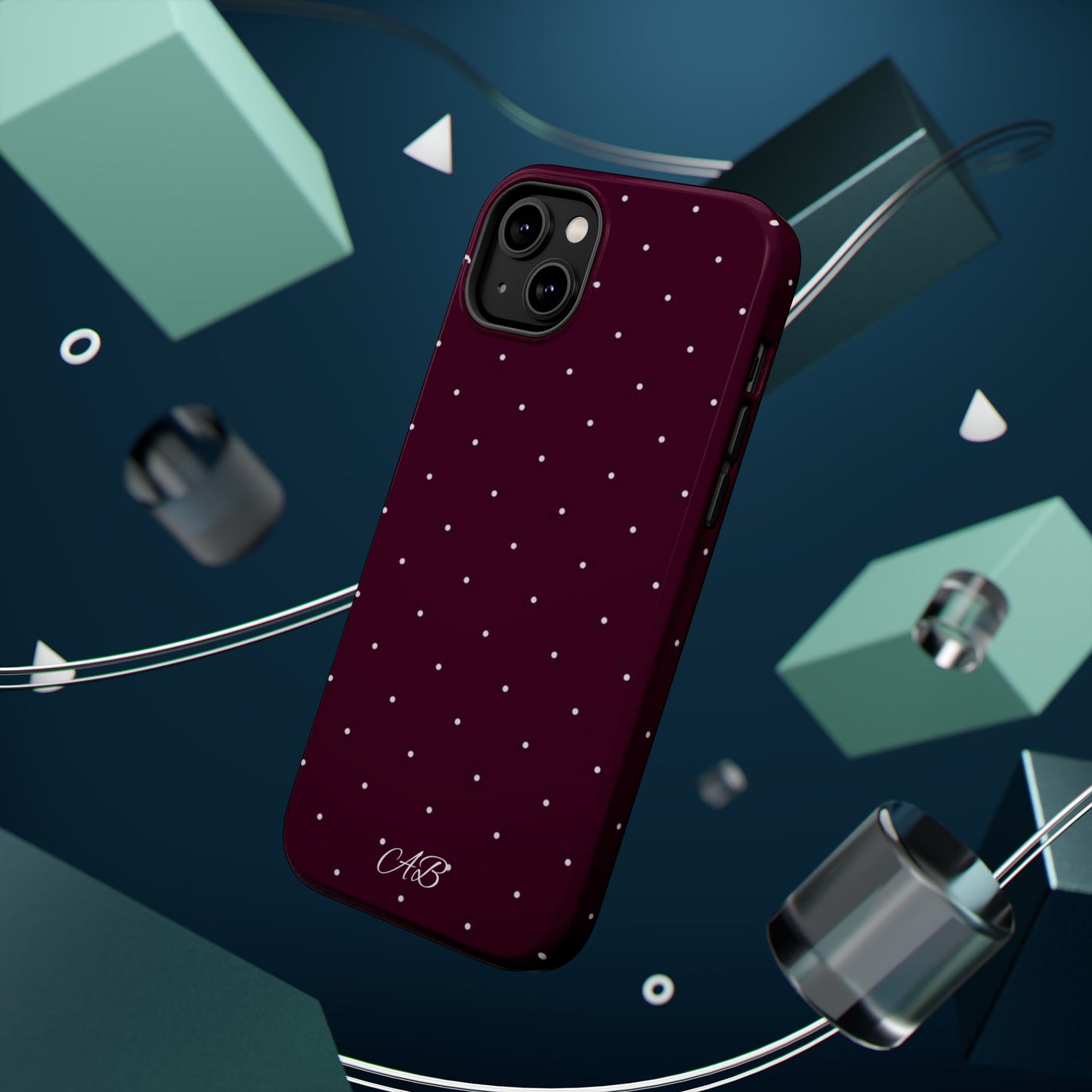 Magnetic Impact-Resistant Phone Case — Burgundy Microdot Protective Cover