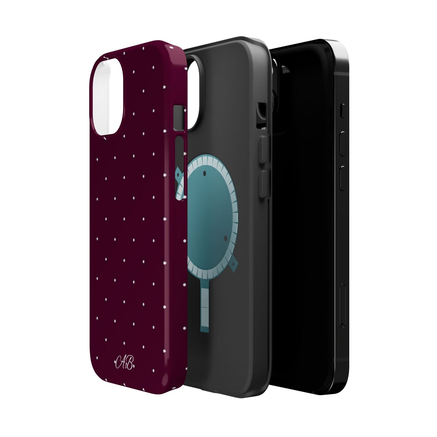 Magnetic Impact-Resistant Phone Case — Burgundy Microdot Protective Cover