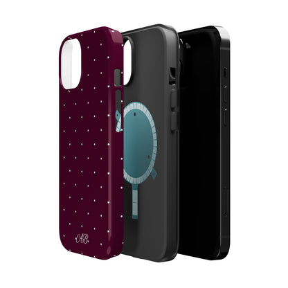 Magnetic Impact-Resistant Phone Case — Burgundy Microdot Protective Cover