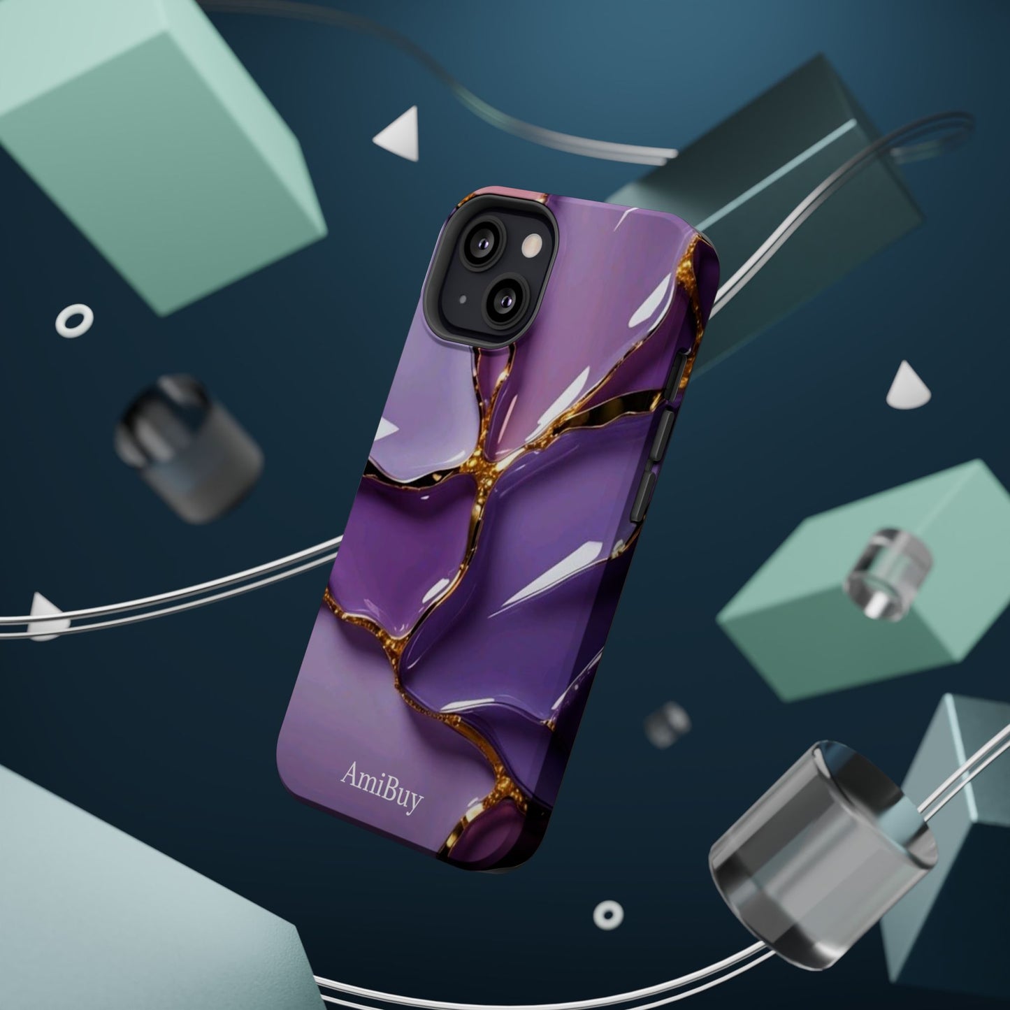 Purple Gold Marble Magnetic Impact-Resistant Phone Case