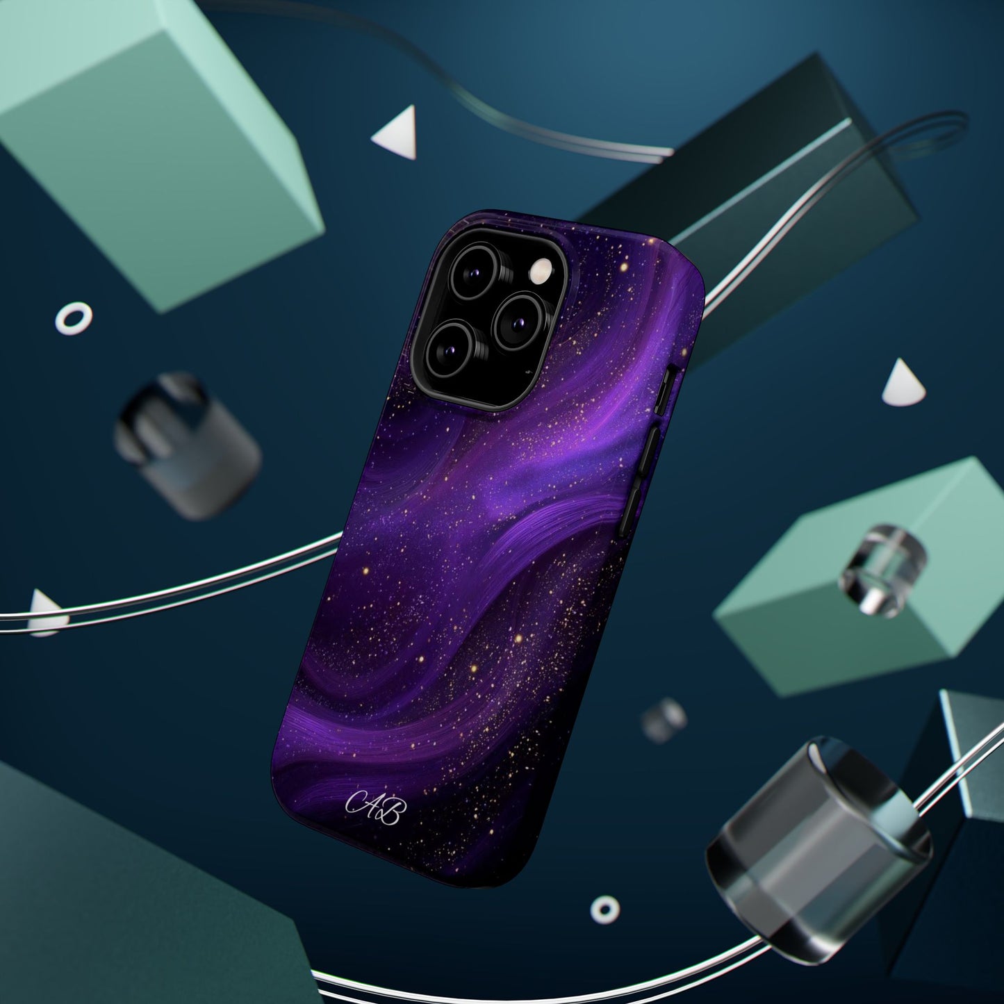 Purple Galaxy Magnetic Impact Phone Case — Shockproof Cosmic Swirl Design
