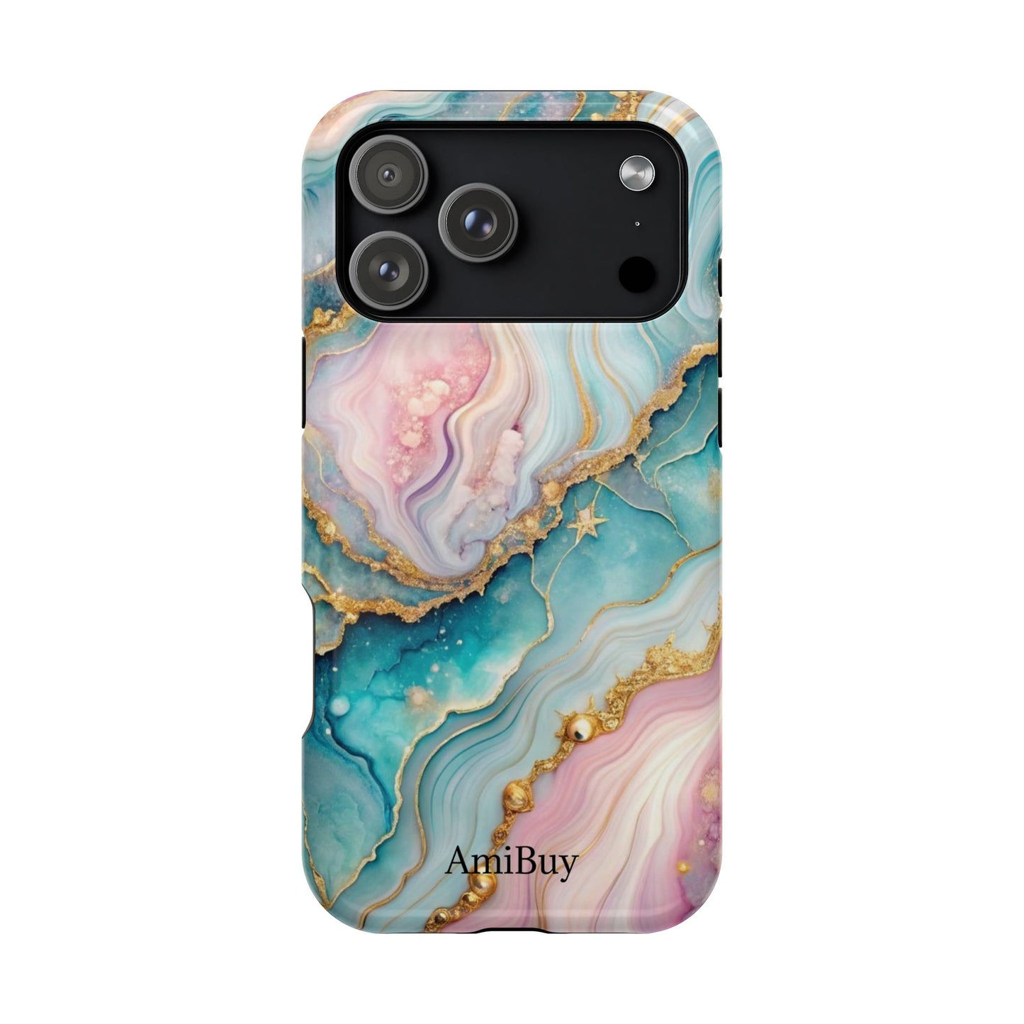 Marbled Aqua & Rose Gold Magnetic Impact Phone Case