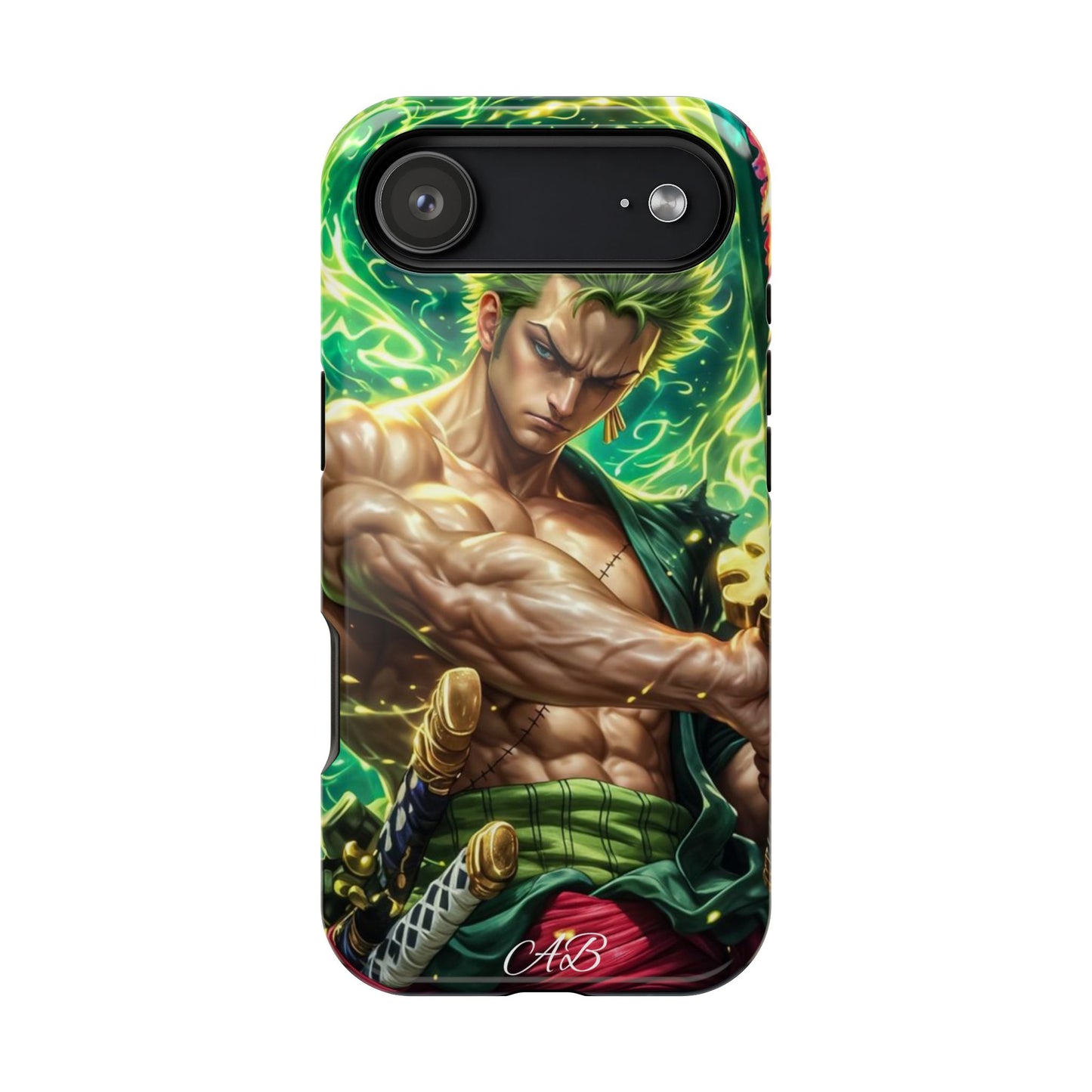 Magnetic Impact-Resistant Phone Case — Green-Sword Warrior Anime Art
