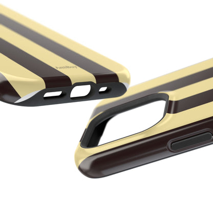 Striped Magnetic Impact-Resistant Phone Case — Brown & Cream Vertical Stripes