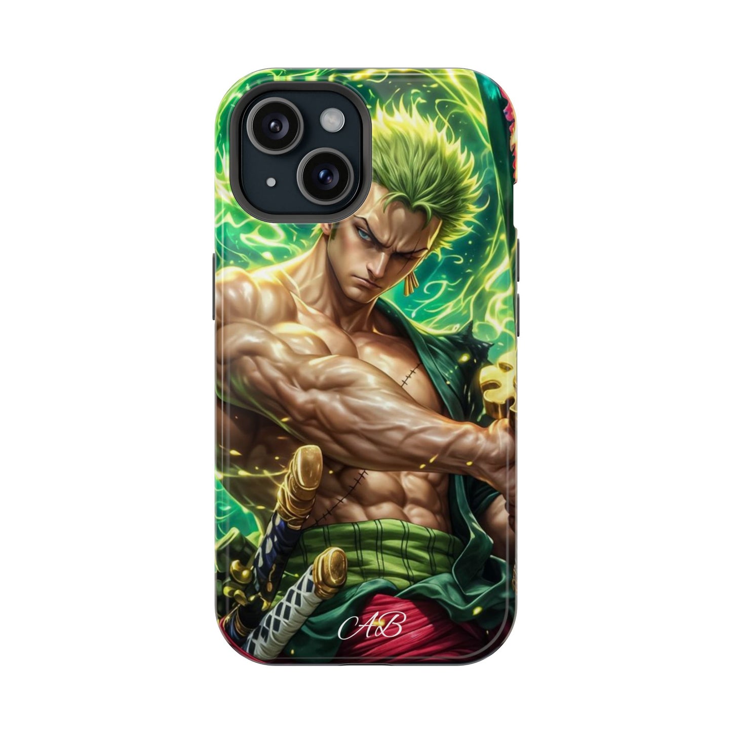 Magnetic Impact-Resistant Phone Case — Green-Sword Warrior Anime Art