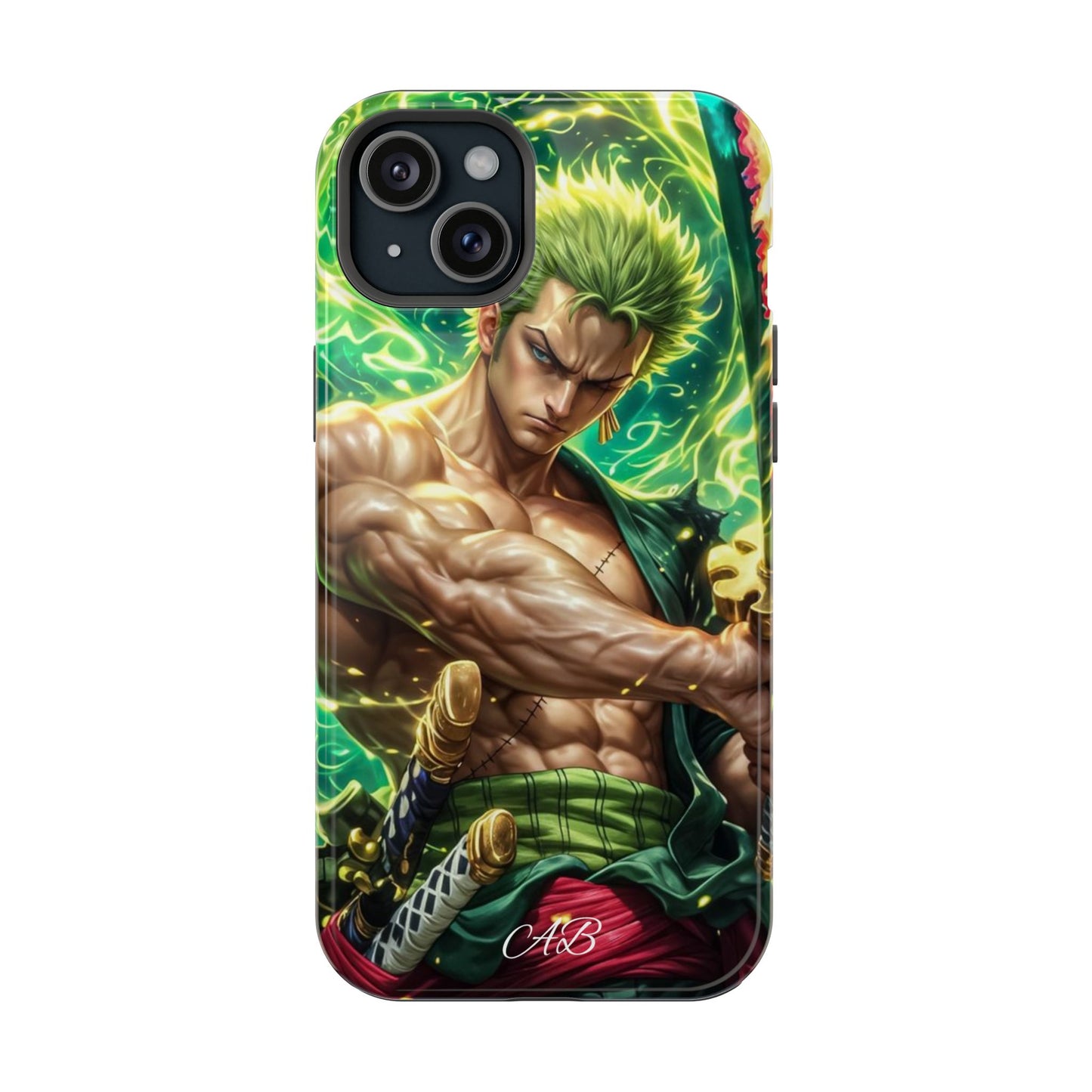 Magnetic Impact-Resistant Phone Case — Green-Sword Warrior Anime Art