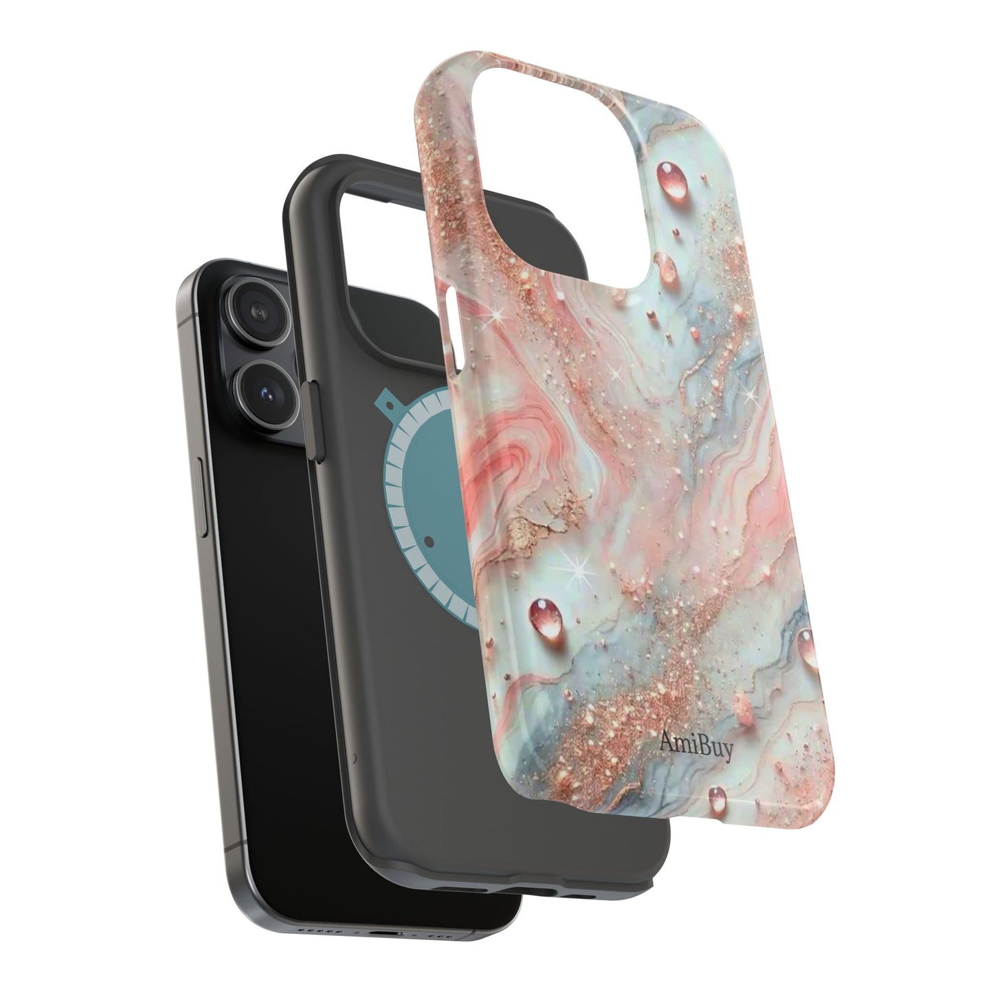 Marble Rose Phone Case — Magnetic Impact-Resistant iPhone Cover