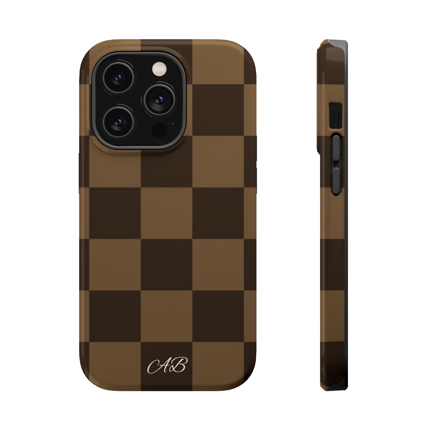 Brown Checkered Magnetic Impact-Resistant Phone Case