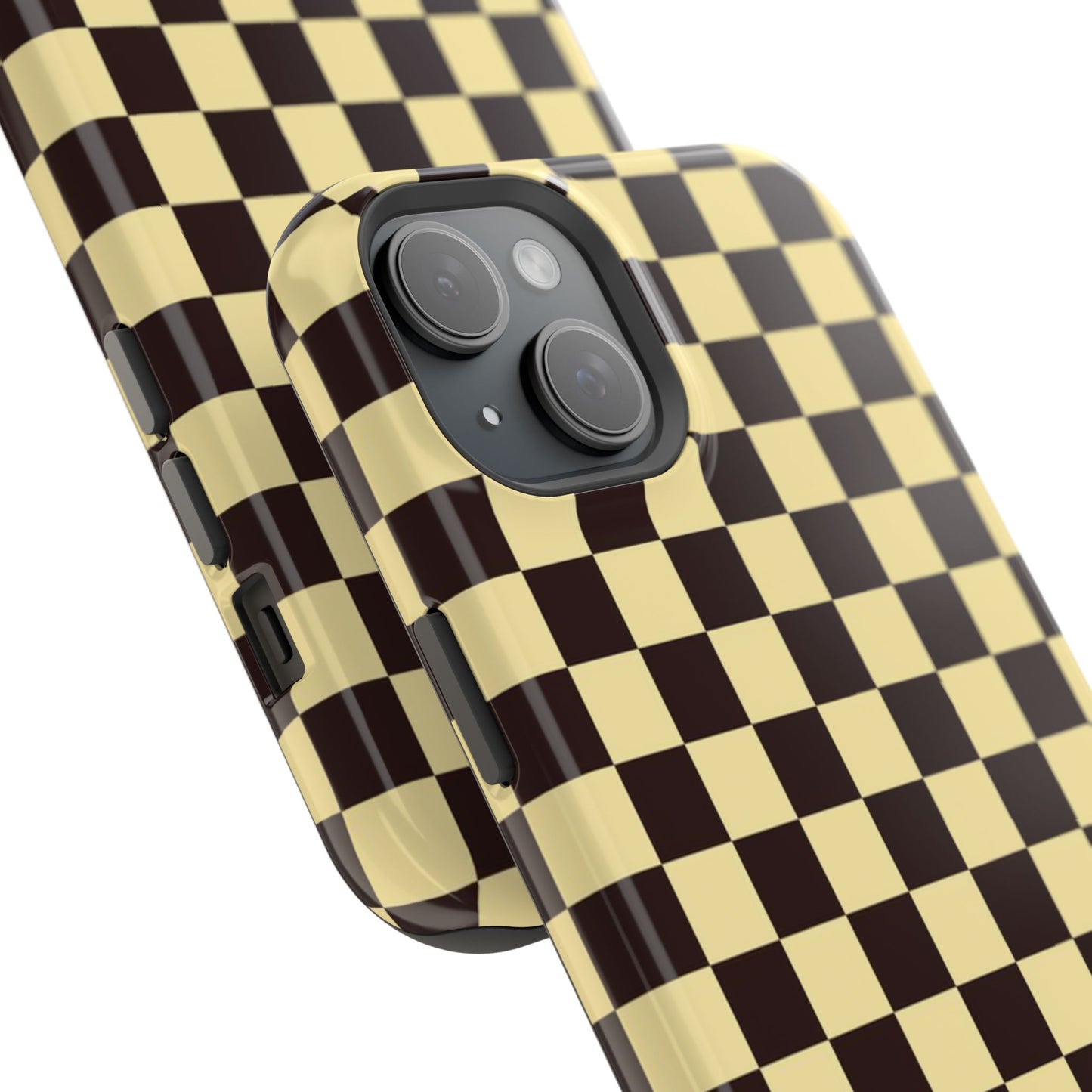 Checkerboard Magnetic Impact Case — Retro Black & Cream Phone Cover