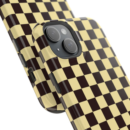 Checkerboard Magnetic Impact Case — Retro Black & Cream Phone Cover