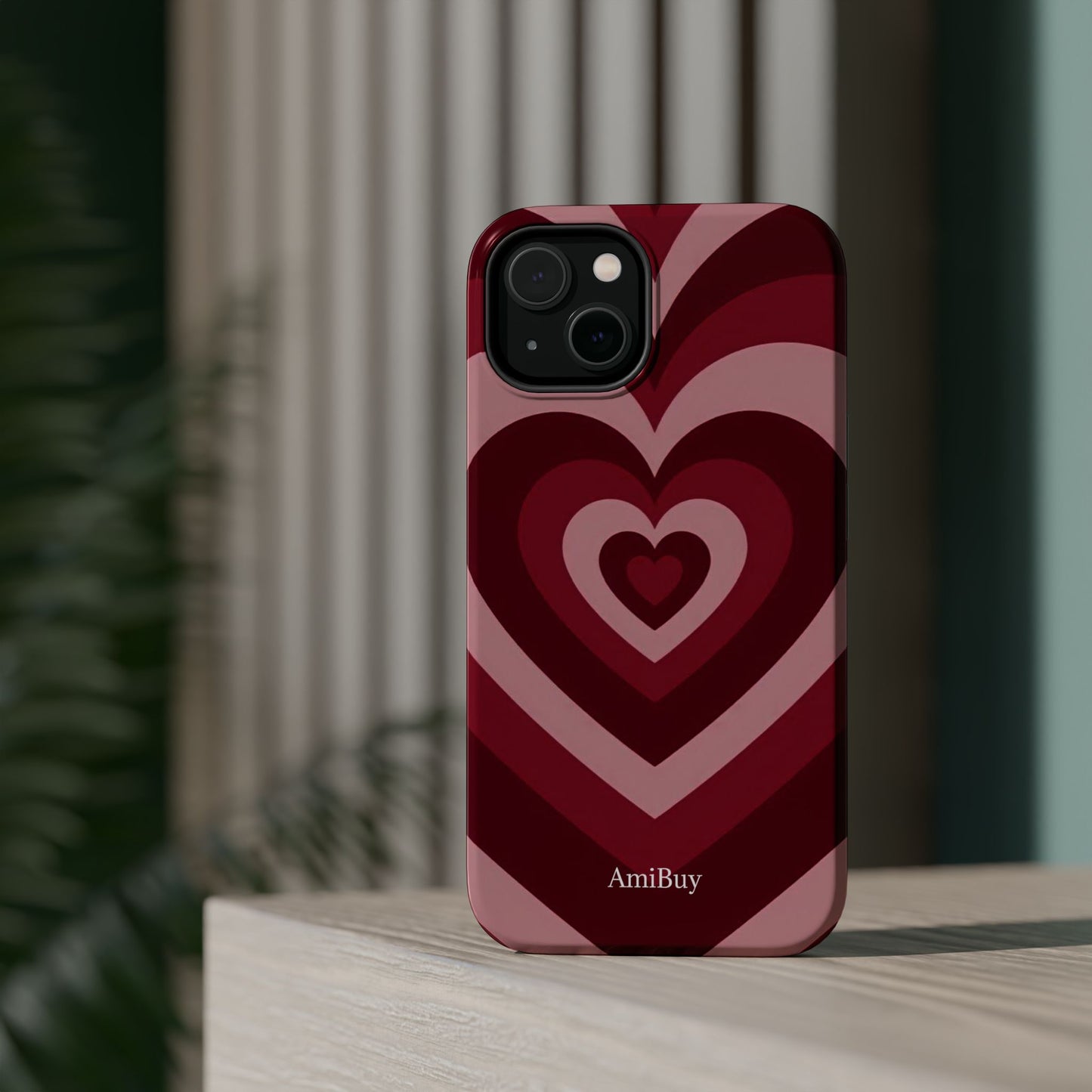Magnetic Impact-Resistant Phone Case — Retro Layered Heart Design