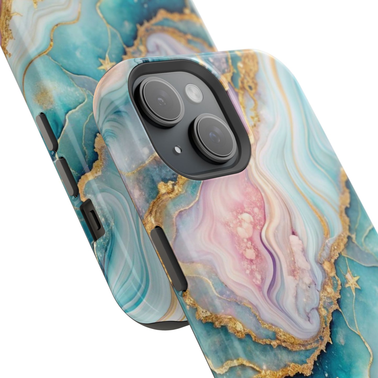Marbled Aqua & Rose Gold Magnetic Impact Phone Case