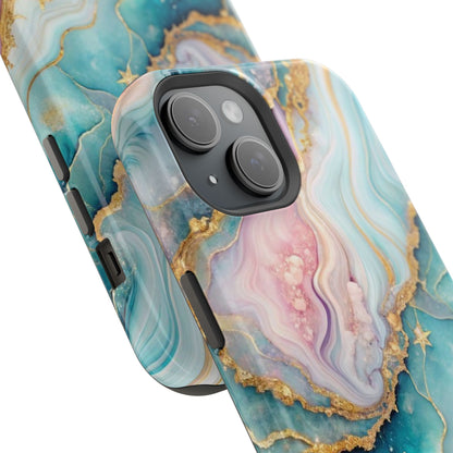 Marbled Aqua & Rose Gold Magnetic Impact Phone Case