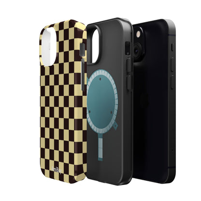 Checkerboard Magnetic Impact Case — Retro Black & Cream Phone Cover