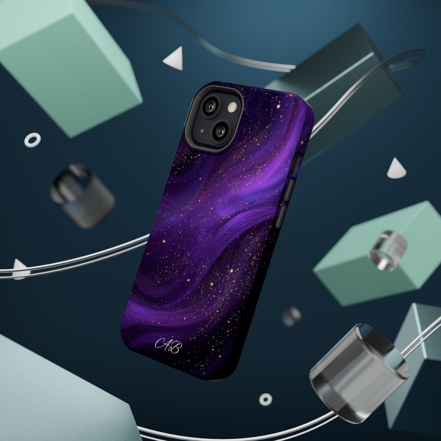Purple Galaxy Magnetic Impact Phone Case — Shockproof Cosmic Swirl Design
