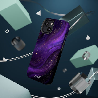 Purple Galaxy Magnetic Impact Phone Case — Shockproof Cosmic Swirl Design