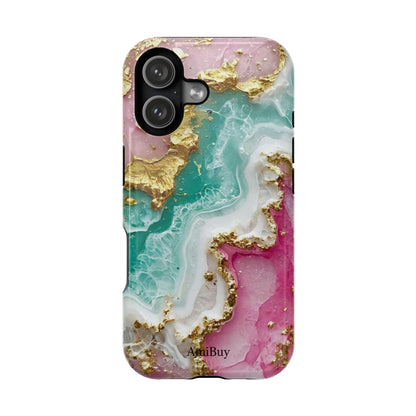 Marbled Pink & Teal Geode Magnetic Impact Phone Case