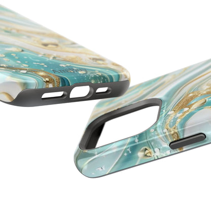Marbled Teal & Gold Magnetic Impact-Resistant Phone Case