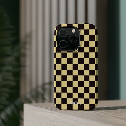Checkerboard Magnetic Impact Case — Retro Black & Cream Phone Cover