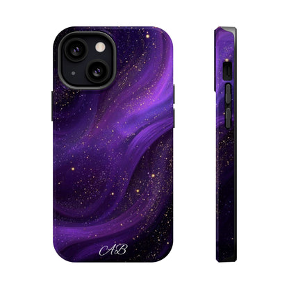 Purple Galaxy Magnetic Impact Phone Case — Shockproof Cosmic Swirl Design