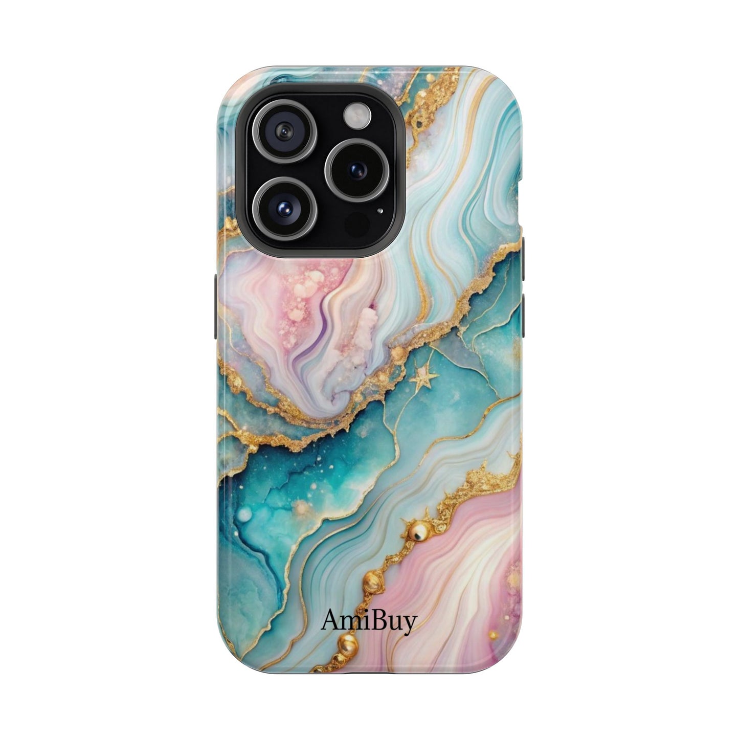 Marbled Aqua & Rose Gold Magnetic Impact Phone Case