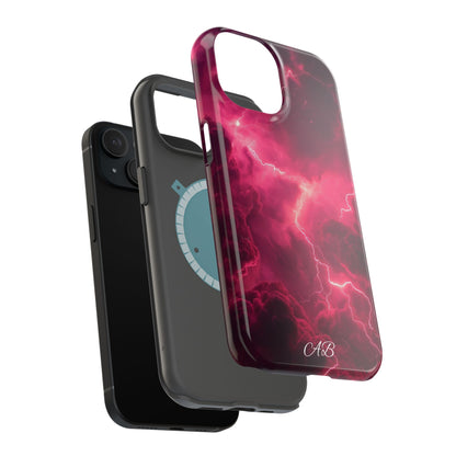 Magenta Lightning Phone Case — Magnetic Impact-Resistant iPhone Cover