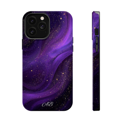 Purple Galaxy Magnetic Impact Phone Case — Shockproof Cosmic Swirl Design