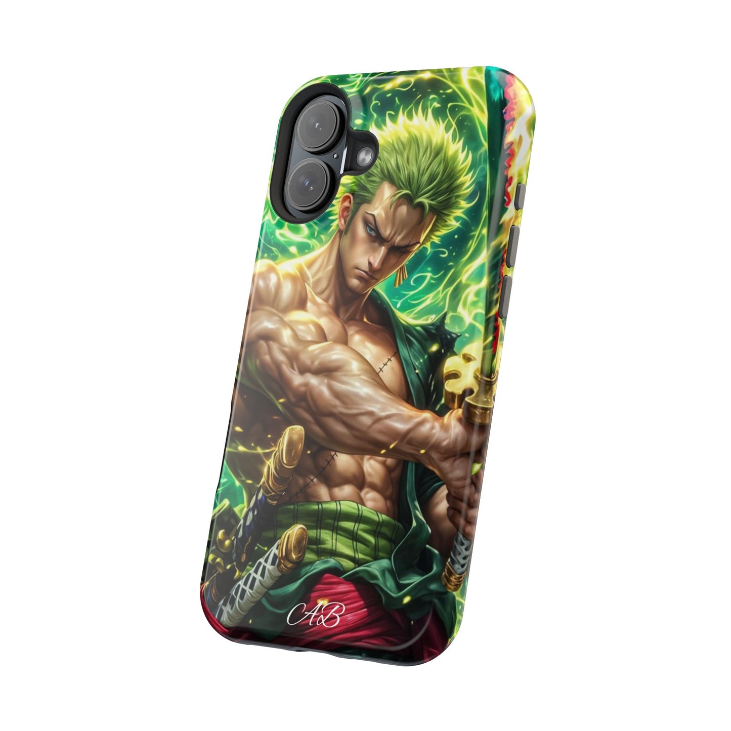 Magnetic Impact-Resistant Phone Case — Green-Sword Warrior Anime Art