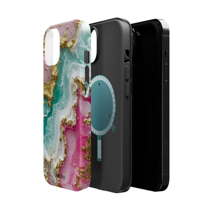 Marbled Pink & Teal Geode Magnetic Impact Phone Case