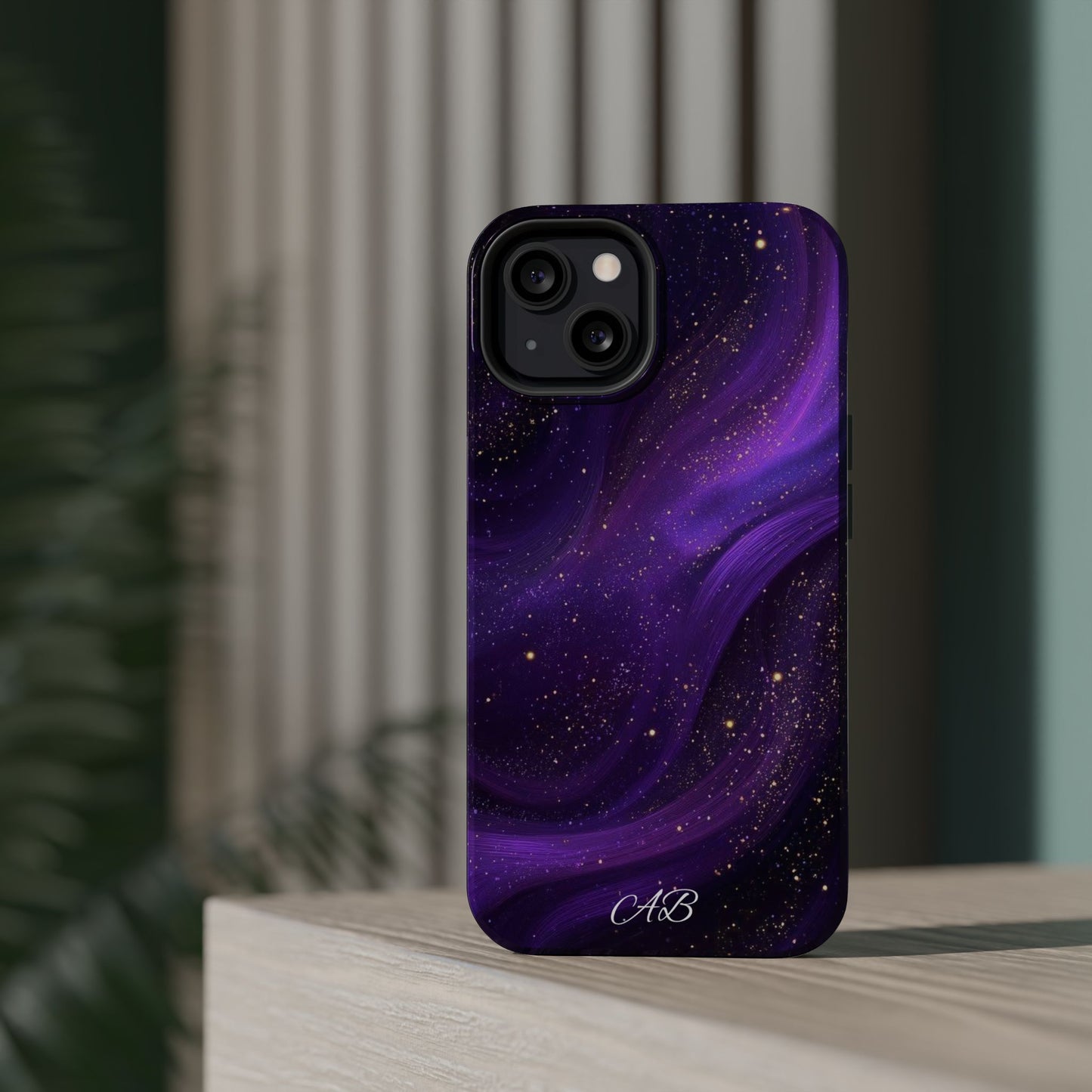 Purple Galaxy Magnetic Impact Phone Case — Shockproof Cosmic Swirl Design