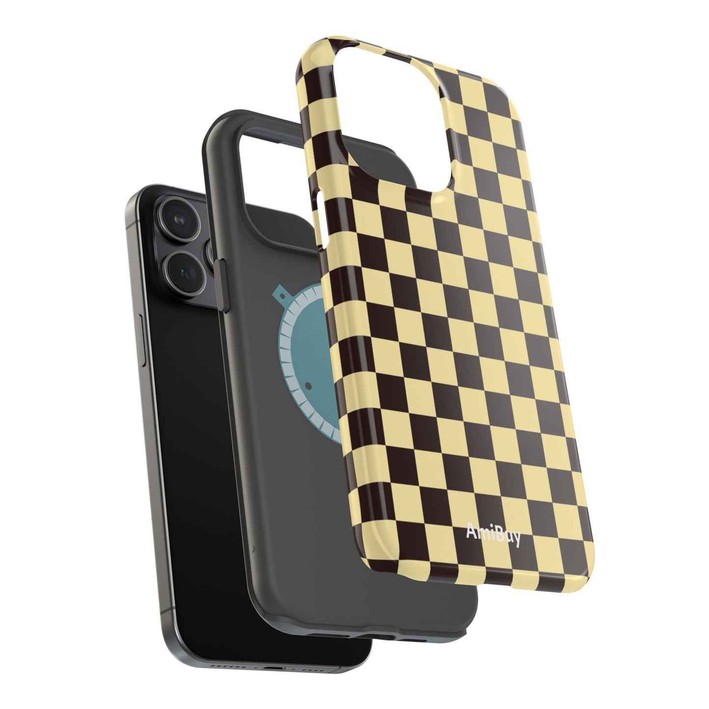 Checkerboard Magnetic Impact Case — Retro Black & Cream Phone Cover