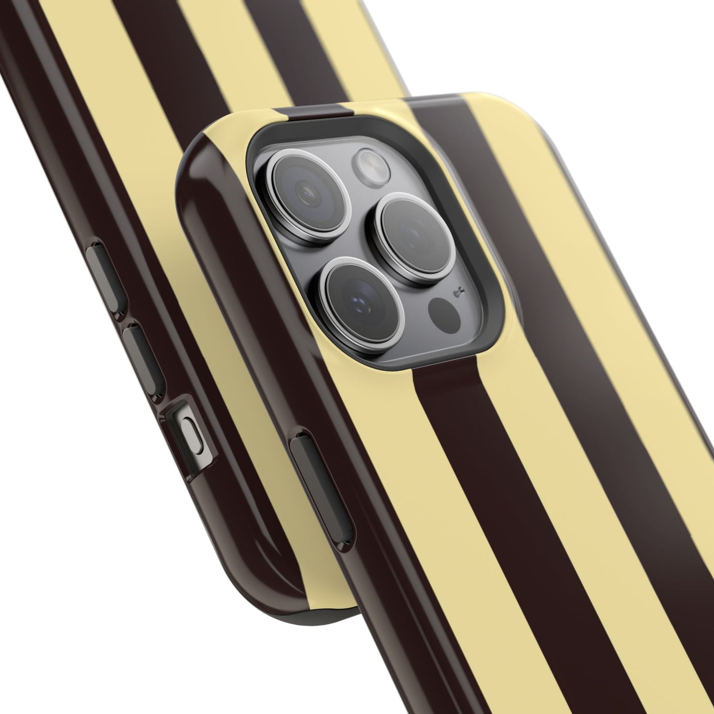 Striped Magnetic Impact-Resistant Phone Case — Brown & Cream Vertical Stripes