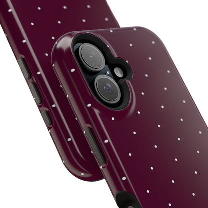 Magnetic Impact-Resistant Phone Case — Burgundy Microdot Protective Cover