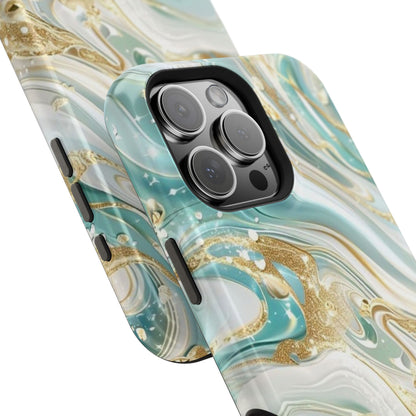 Marbled Teal & Gold Magnetic Impact-Resistant Phone Case