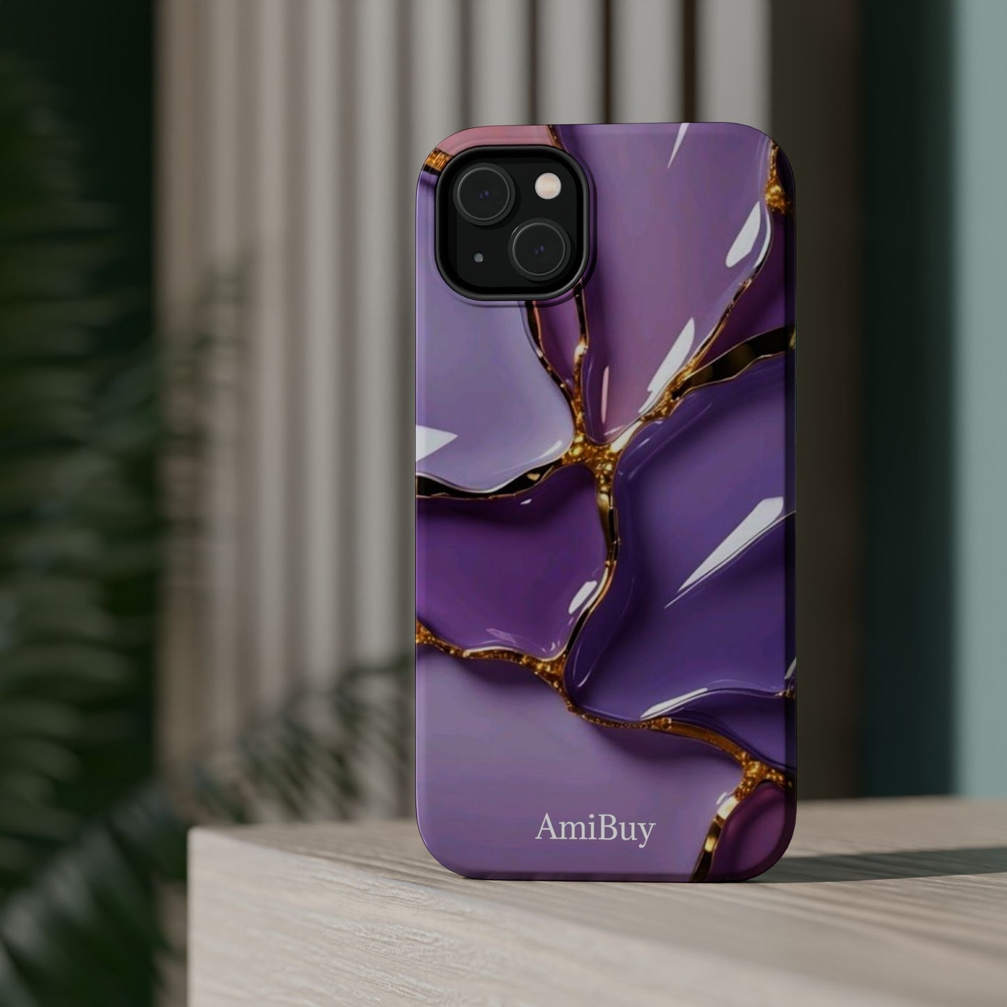 Purple Gold Marble Magnetic Impact-Resistant Phone Case