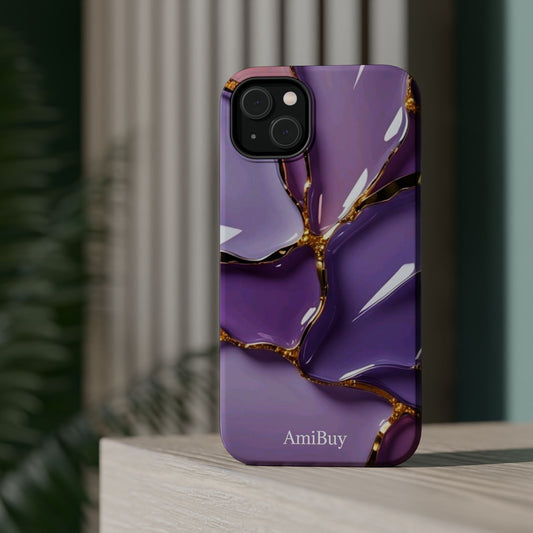 Purple Gold Marble Magnetic Impact-Resistant Phone Case