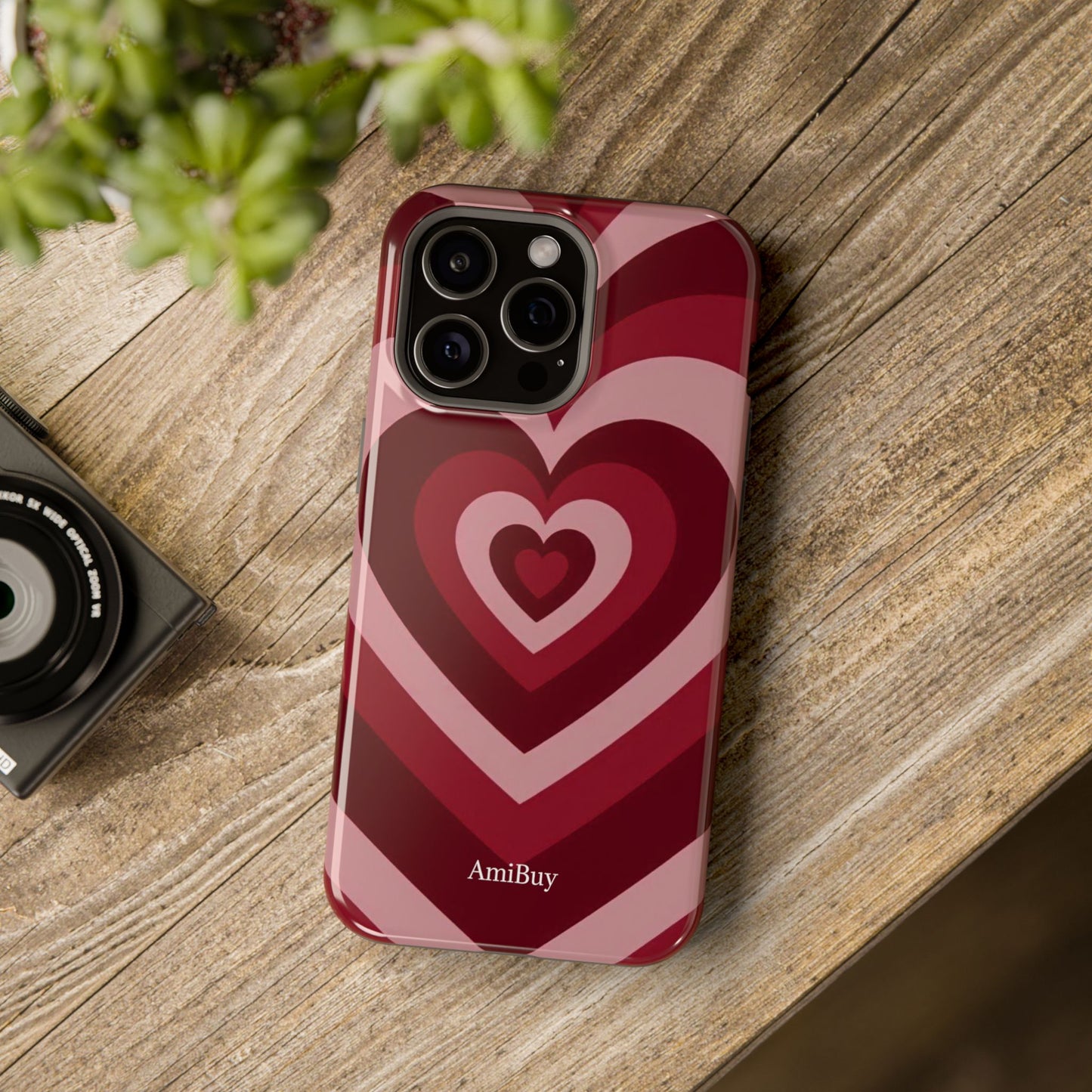 Magnetic Impact-Resistant Phone Case — Retro Layered Heart Design