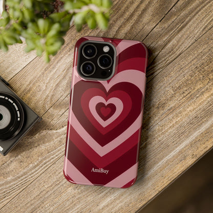Magnetic Impact-Resistant Phone Case — Retro Layered Heart Design
