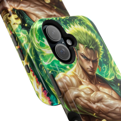 Magnetic Impact-Resistant Phone Case — Green-Sword Warrior Anime Art