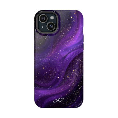 Purple Galaxy Magnetic Impact Phone Case — Shockproof Cosmic Swirl Design