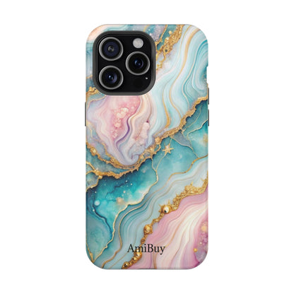 Marbled Aqua & Rose Gold Magnetic Impact Phone Case