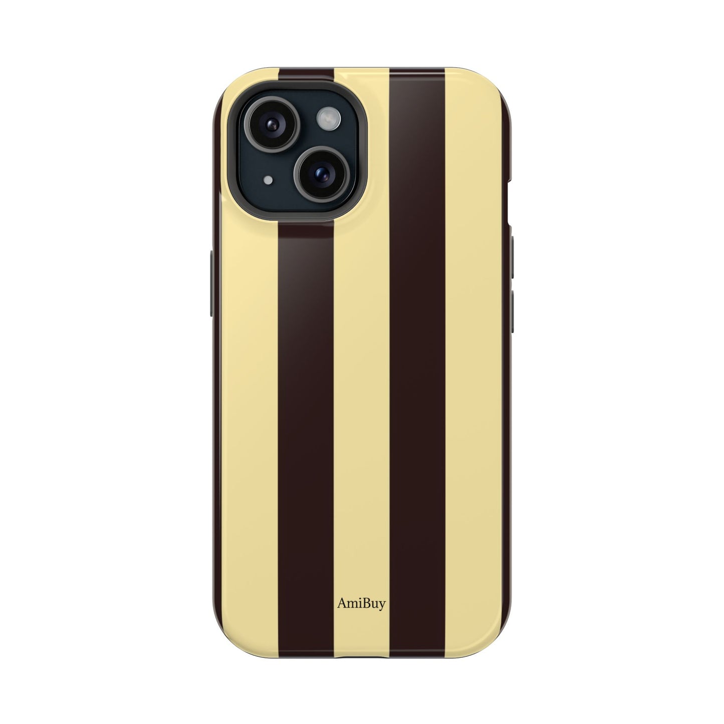 Striped Magnetic Impact-Resistant Phone Case — Brown & Cream Vertical Stripes